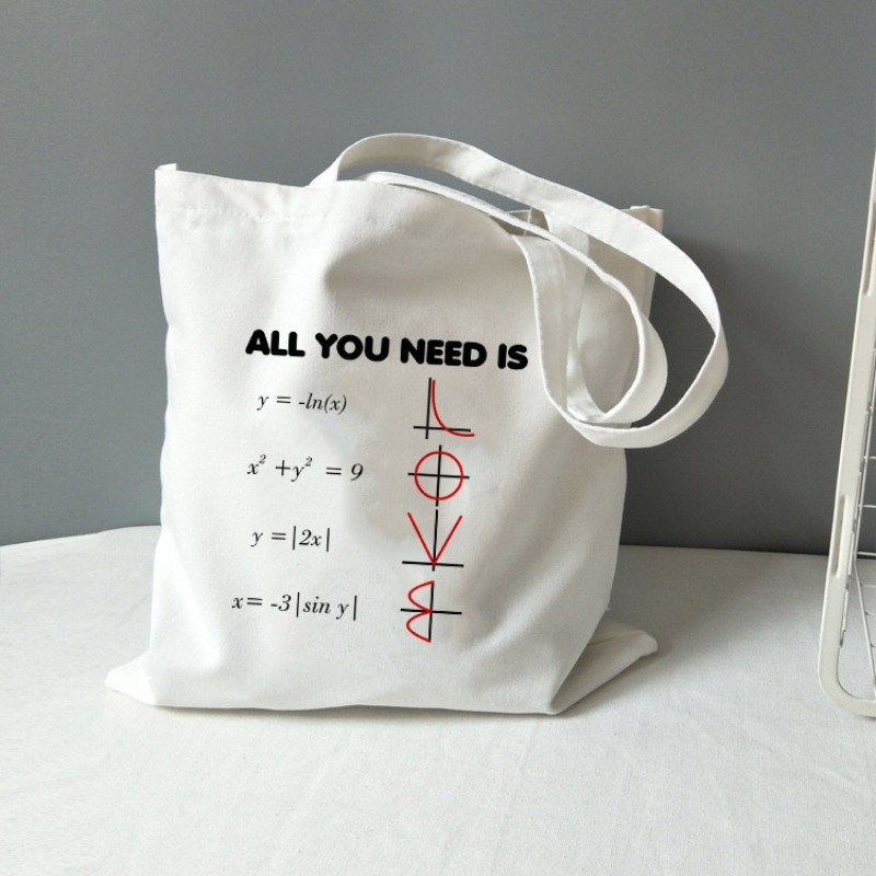 Mathematical Graphics Women's Handbag Canvas Shoulder Bag Eco Friendly Large Capacity Portable Shopping Bag Backpack Gift