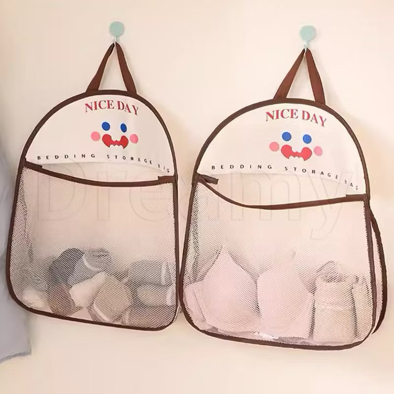 Wall Hanging Mesh Bag Cartoon Print Great Load Bearing Visible Large Opening Toys Underwear Sock Storage Bag 壁挂网袋