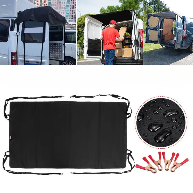 600D Car Rear Barn Door Awning Cover Black for Ford Transit Custom 2013 Onwards VW T5 T6 Campervan Wear-resistant Waterproof