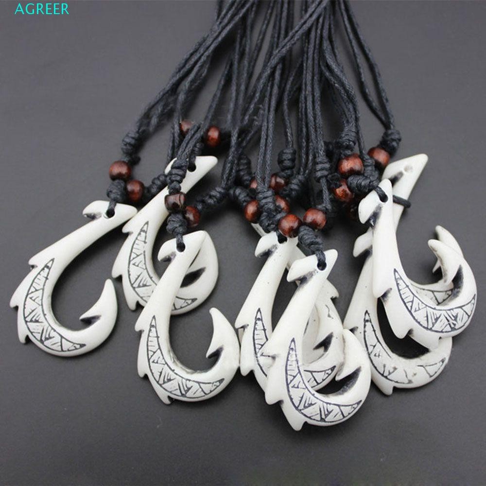 AGREER DIY Jewelry Fashion Maori Hawaiian Ethnic Cotton Cord Beaded Pendant Necklace