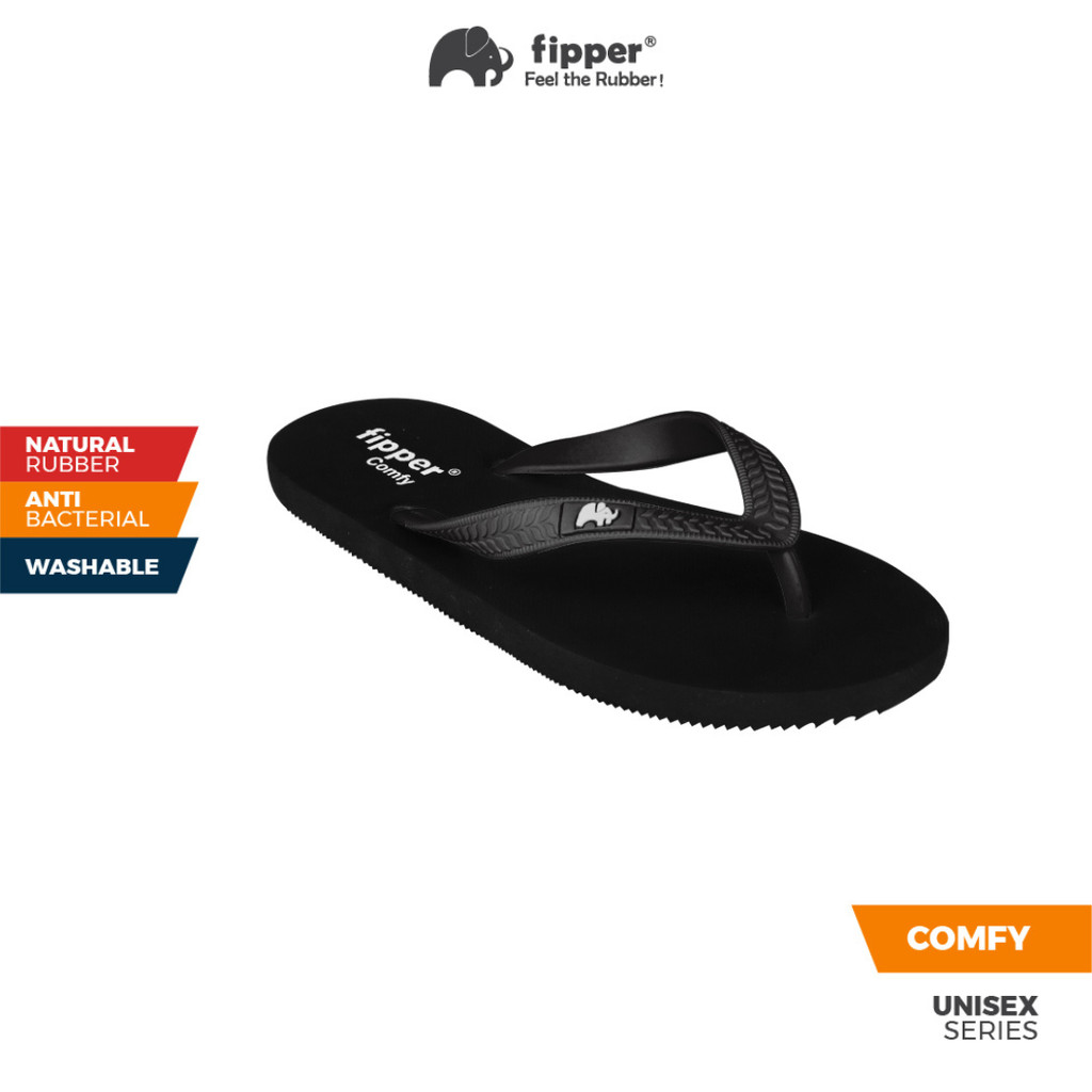 Fipper Slipper Comfy Rubber for Men in Black