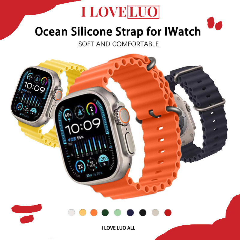 Ocean Silicone Strap Band for Smart Watch Ultra/Ultra 3 2 SE 3 2 series 11 10 9 8 7 6 5 4 IWatch 49 46 41 42 44 40 45mm