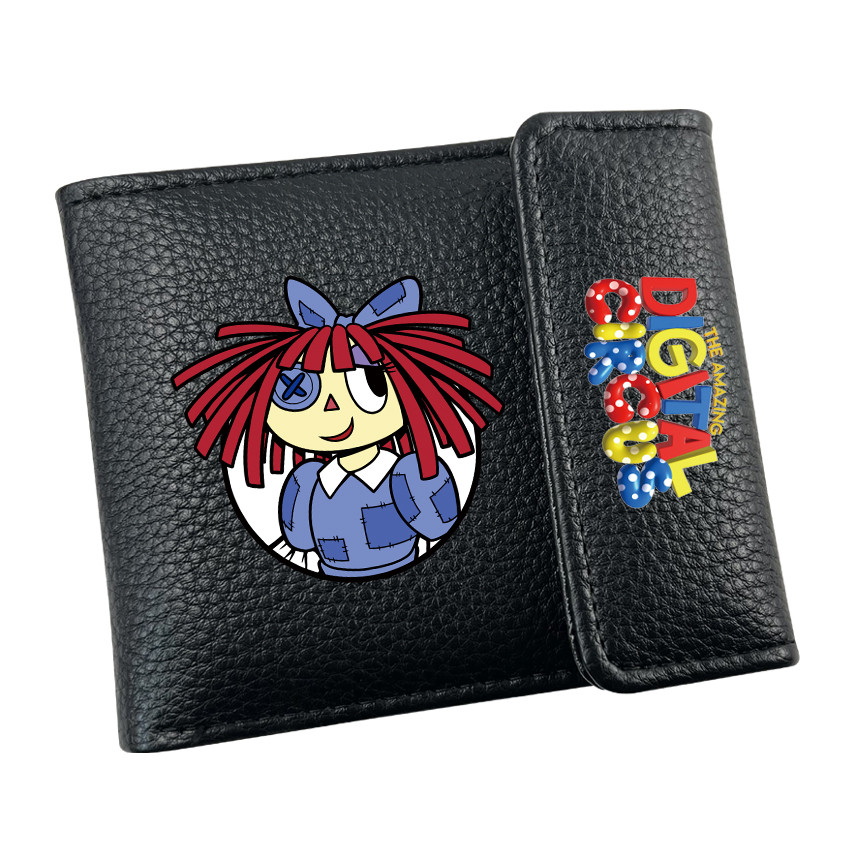 The Amazing Digital Circus Cartoon Black Printed PU Leather Student Short Wallet Youth Concealed Buckle Coin Purse