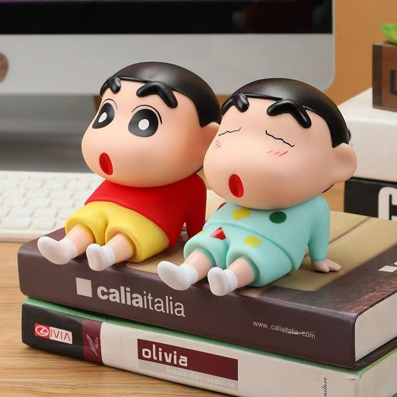 Crayon Shin Chan Mobile Tablet Stand Anime Mobile Model Cute Desktop Decoration Doll Gift
