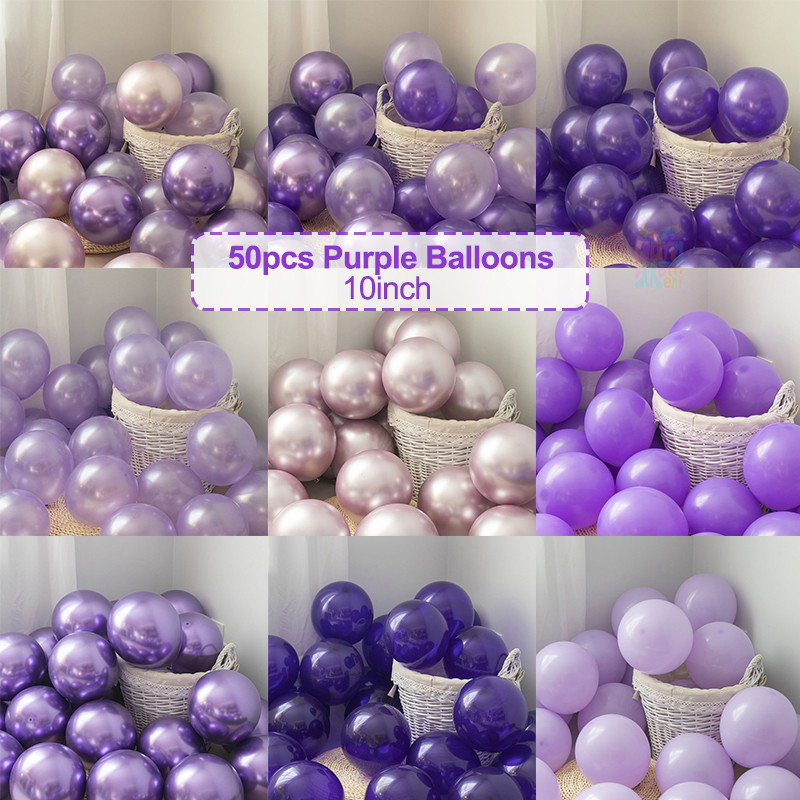 50pcs Matte Light Purple Metallic Macaron Purple Balloons 10 Inch for Wedding Birthday Party Decorations Supplies