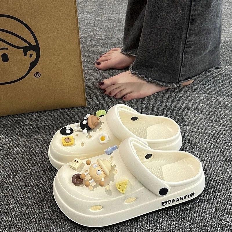 Sandal Sponge Cake Thick and Two Tone Sole Unisex Can Add On Accessories Kasut Lubang Tebal Tapak 5105 洞洞鞋