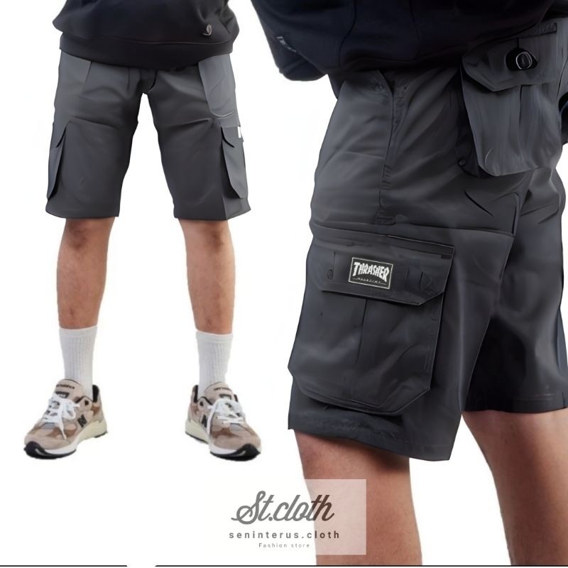 Celana CARGO PENDEK Pria Army Loreng Ufc Pantai Gym Lari Fitnes