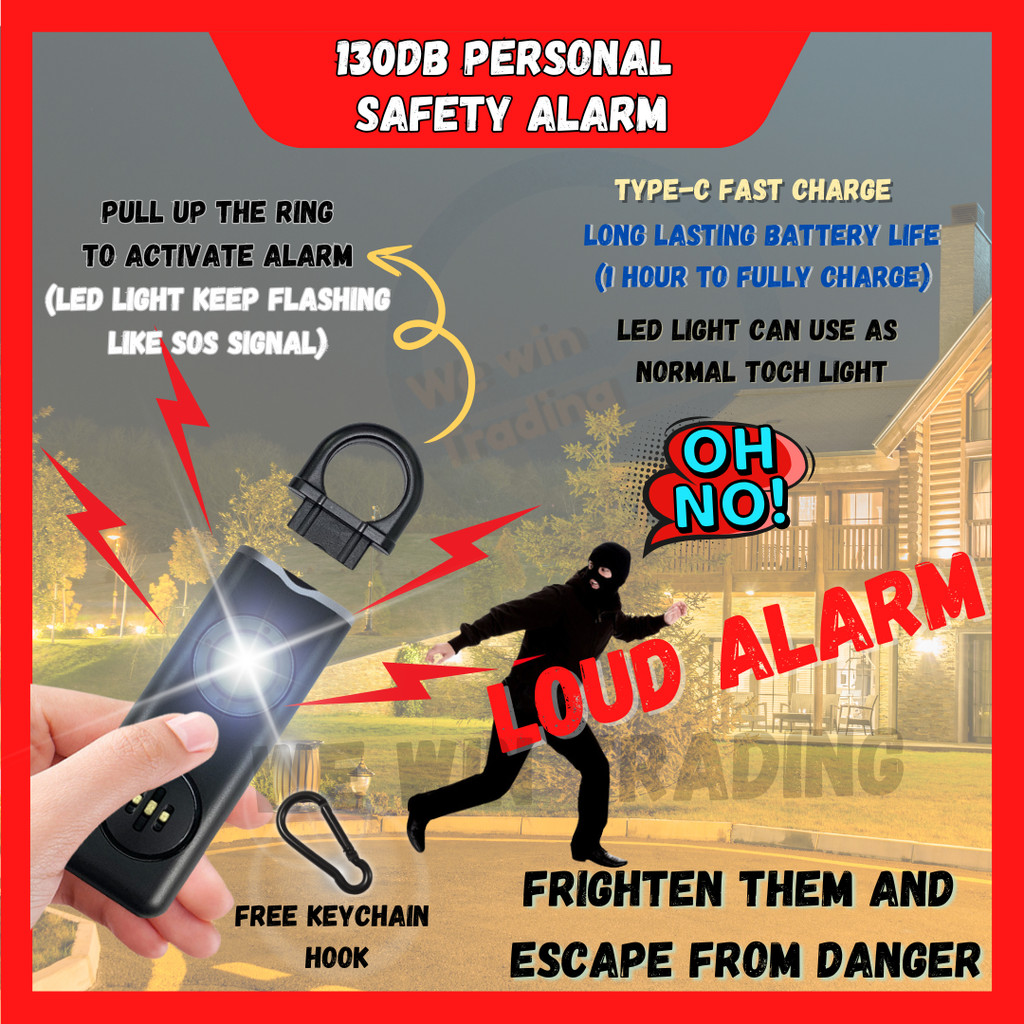 Personal Safety Alarm keychain type 130 db loud alarm 防狼器 警报器 self defense Anti-Molestation Device alarm for woman