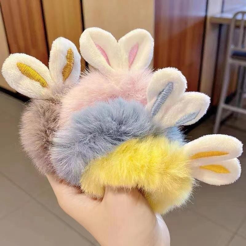 NinetySeven Scrunchie Rabbit Soft Fur Hair Tie Korean Style Rabbit Model Ponytail Aesthetic Fashion Accessories