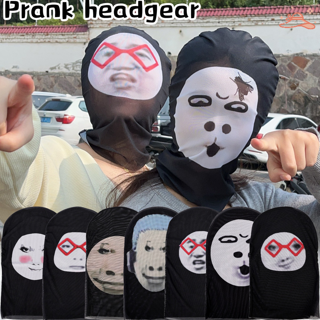 Trendy Prank Emoji Full Face Headband - Unique 3D Seamless Funny Emoji Mask - Creative Comedy Enthusiast Red Frame Emoji Headgear