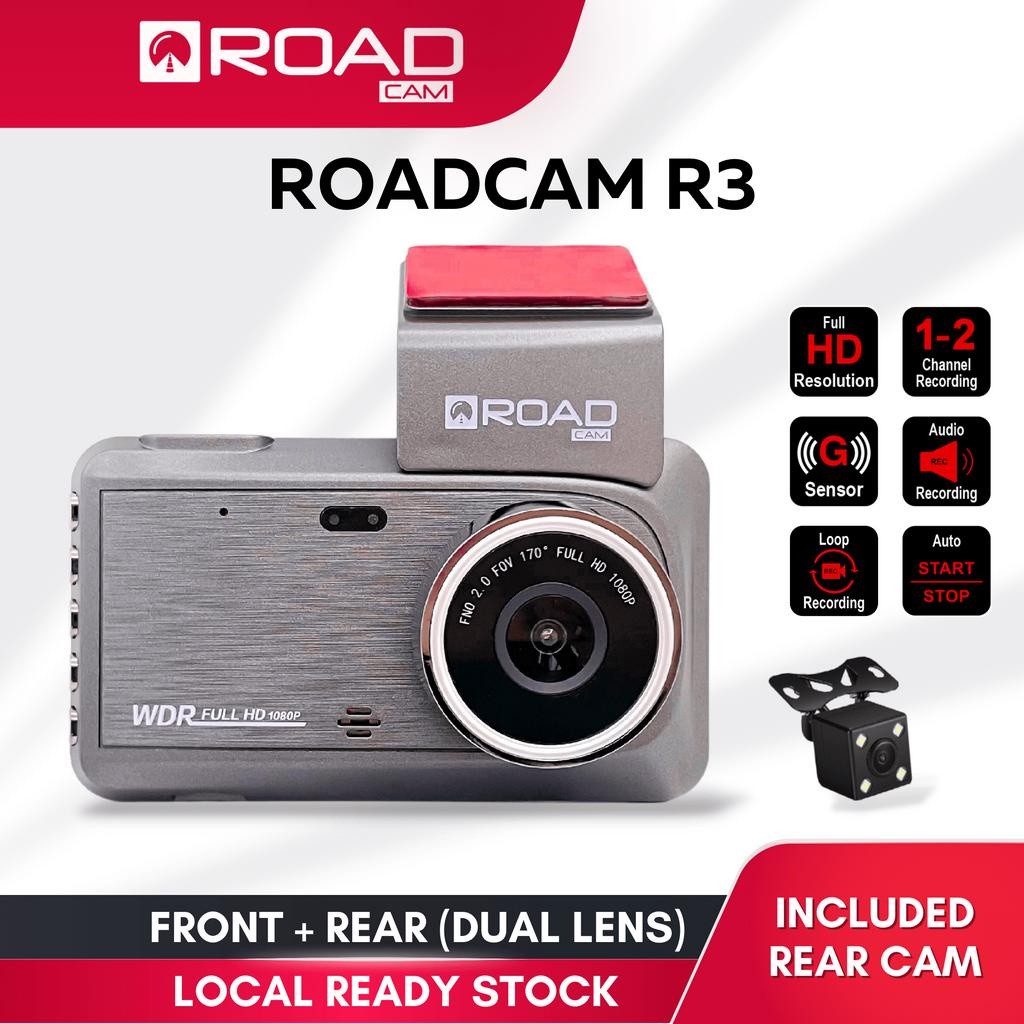 ROADCAM R3 Budget Basic Dash Cam Front and Rear Dual Channel Recording Full HD 1080P (4" Screen) with 6 Meter Rear Cam