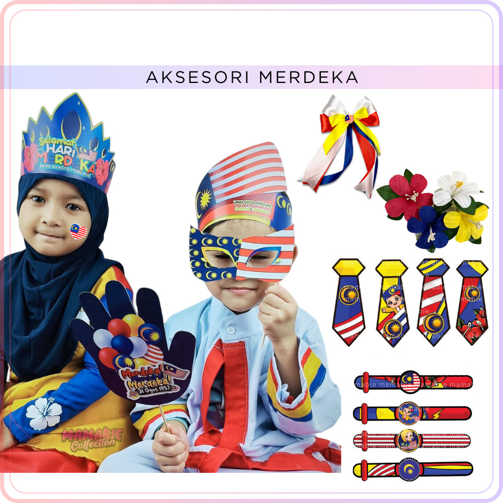 Merdeka Accessories Tanjak Tiara Topeng Mata Kipas Tangan Handfan Bunga Raya Tie Keychain aksesori