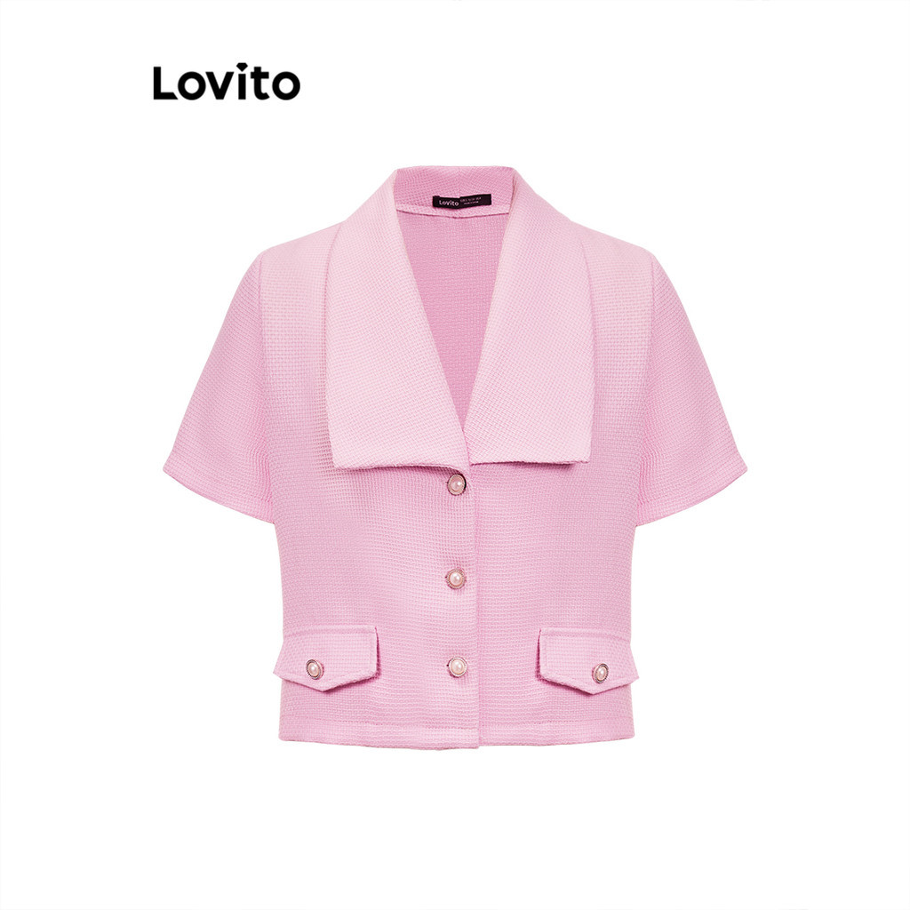 Purpose Durable Lovito Casual Plain Button Front Pearls Fake Pocket Blazer Women LNA39043 (Multi-color) Saku Palsu Mu... - Image 2