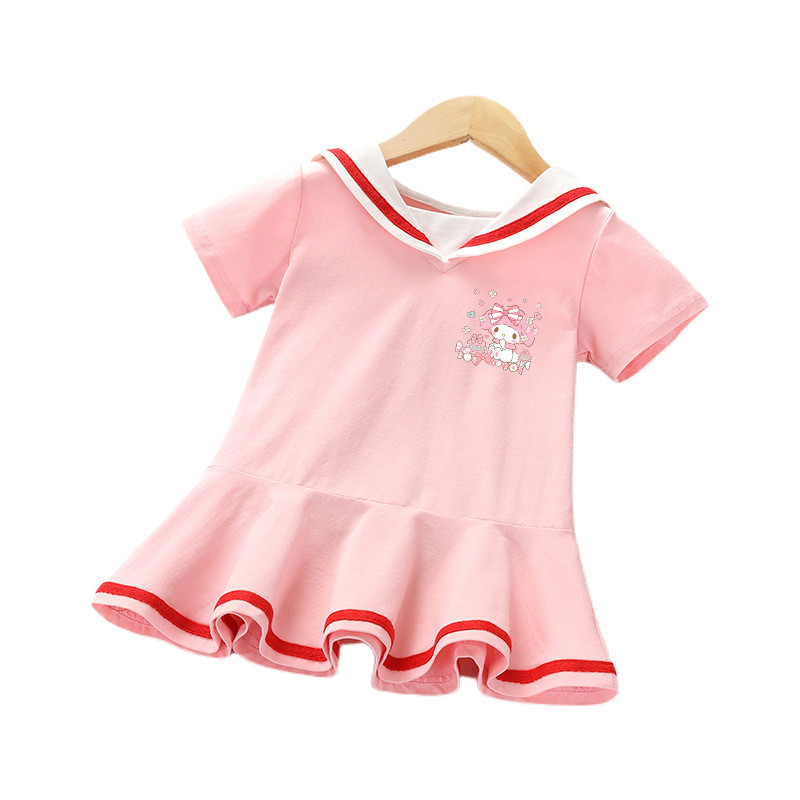 Kuromi Sanrio Cinnamoroll Girl Sling Dress Flower Strap Dress Apparel Fabric Cotton Soft Handfeel For Kids
