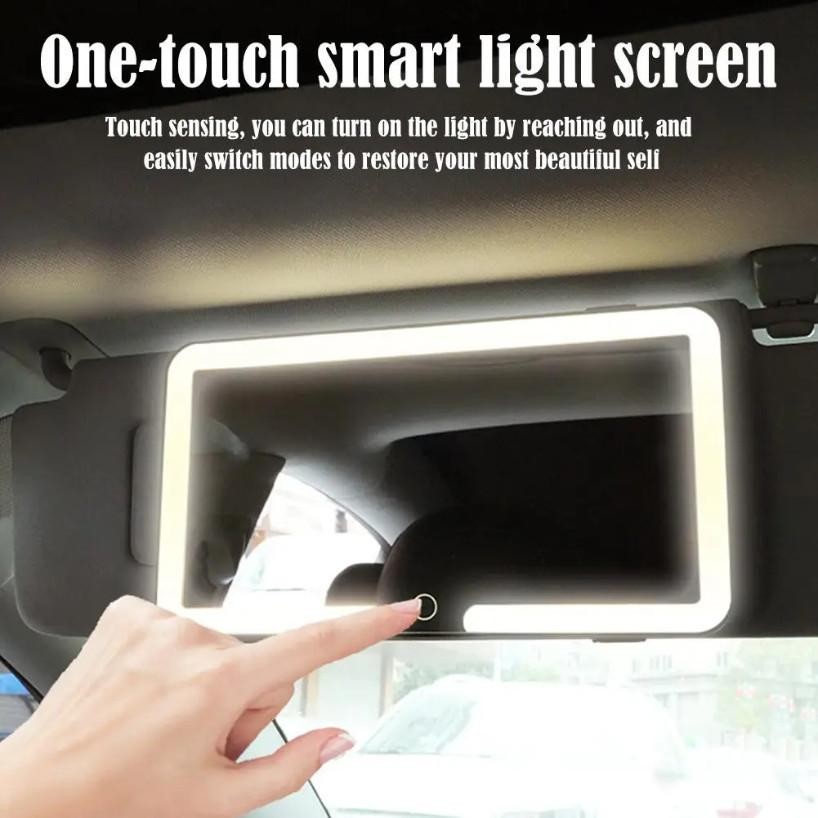Car Makeup Mirror with LED Light | Rearview Vanity Mirror for Car | Cermin Solek & Cermin Pandang Belakang Kereta