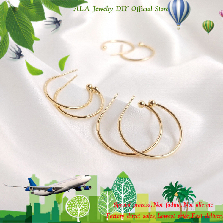 ❤️DIY Jewelry Accessories❤️14k Gold-Plated Color-Preserving Semicircle Earrings C-Shaped Earrings Handmade DIY Earrings Earrings Earrings Accessories Materials [Earring Earrings Ear Clip]