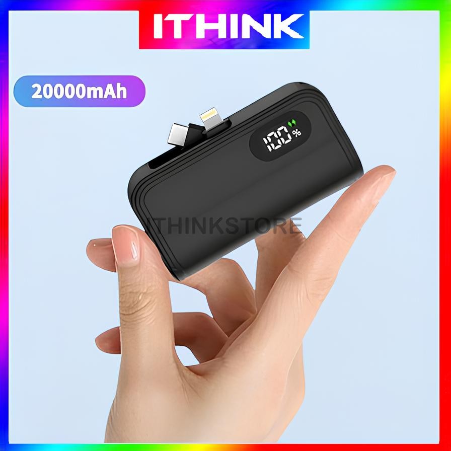 20000mAh Portable Capsule Powerbank PD 22.5W Fast Charging Digital Display Compact Charger Built-in USB-C Iphone 充电宝