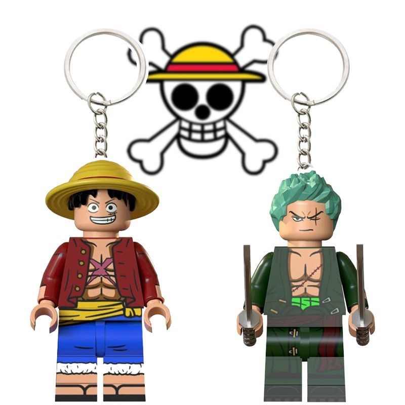 Compatible L39o One Piece Luffy Sauron Building Block Minifigure Keychain Couple Pendant Boy Gift Assembly Toy
