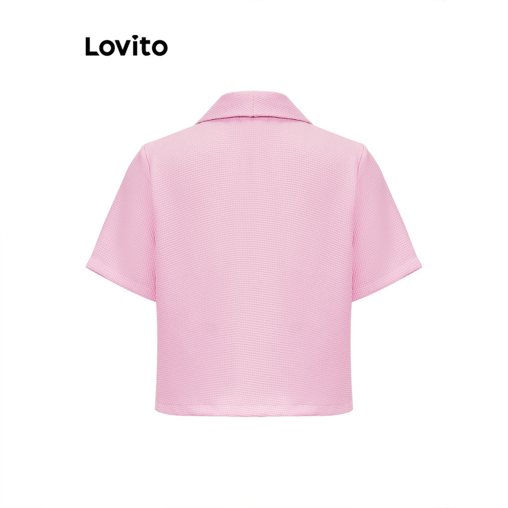 Purpose Durable Lovito Casual Plain Button Front Pearls Fake Pocket Blazer Women LNA39043 (Multi-color) Saku Palsu Mu... - Image 3