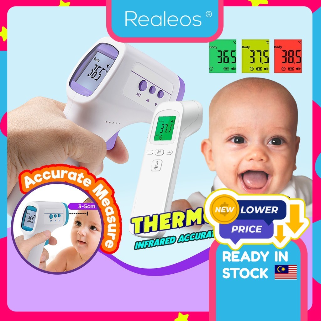 Realeos Baby & Adult Digital Non Contact Infrared Thermometer Forehead Surface Temperature Kids Cek Suhu Badan Demam 温度枪