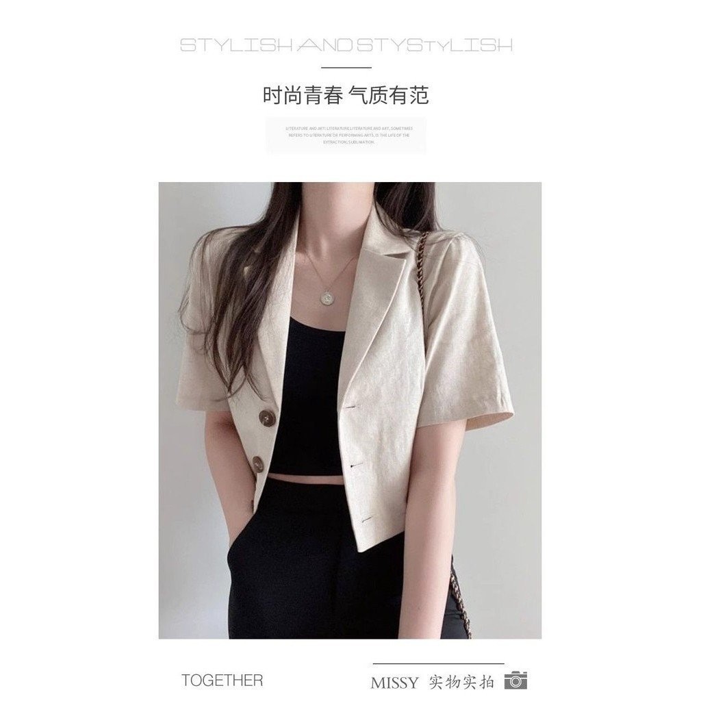 Quality Must 【】Women's Korean-Style Casual Short-Sleeved Solid Color Suit Summer Thin Loose Short Temperament Jac... - Image 2