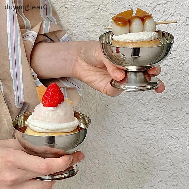 (duyongtear0) Ice Cream Cups Salad Bowl Stainless Steel Bowl Dessert Fruit Plate Snack Dish Party Supplies new