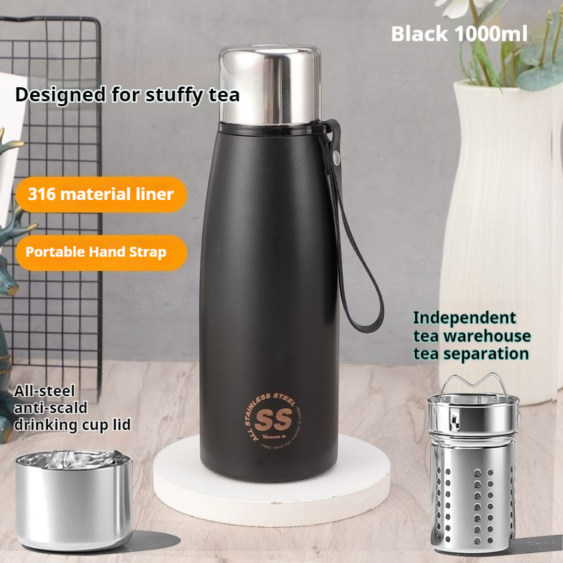 【ALLEN】All-steel 316 Stainless Steel Thermos Cup Large-Capacity Sports Water Cup Personalized May Bottle Thermos Tea Water Separation Thermos 1,000ml