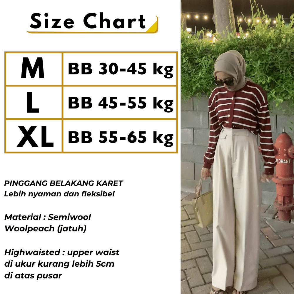 Purpose Premium Oro Pants Celana Wanita Panjang Formal Kerja Kantor Kulot Loose Highwaist Anti Kusut Trousers Terbaru... - Image 3