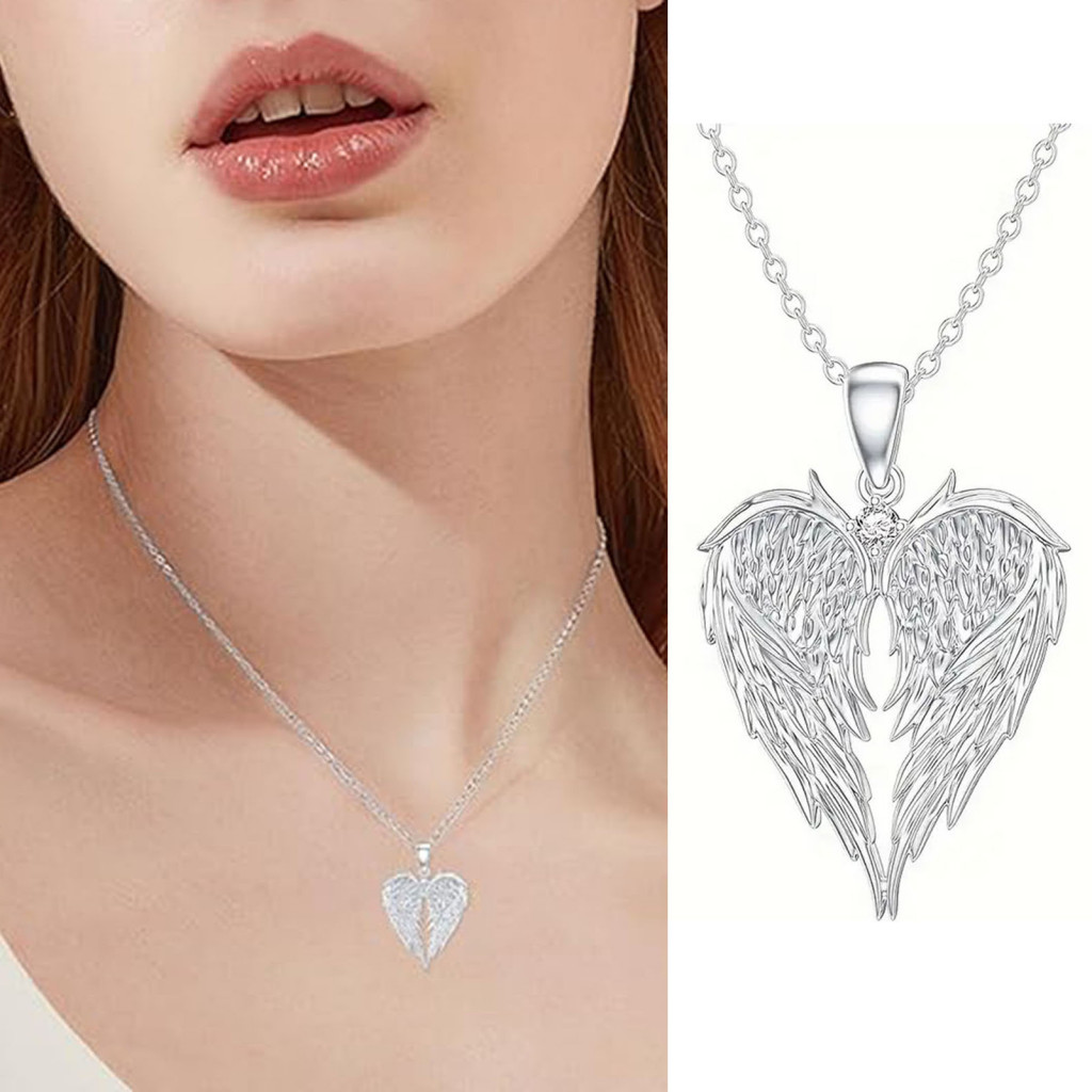 Rhinestone Angel Wing Necklace Jewelry Sustainable Rhinestone Necklace Sparkling Angel Wings Necklace with Rhinestones Symbol of Love Protection Perfect Gift for Her