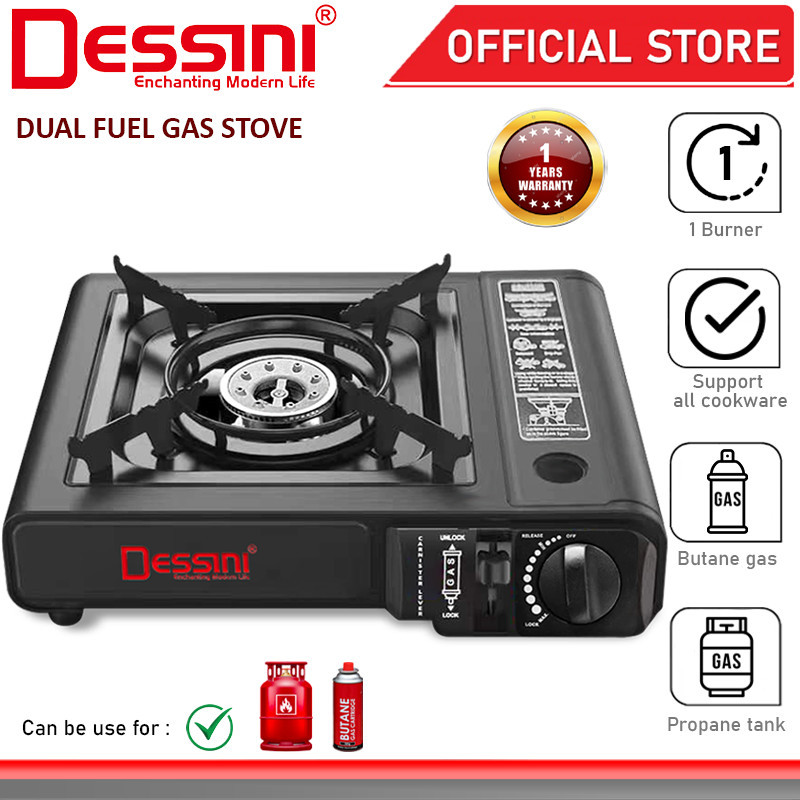 DESSINI ITALY Auto Ignition Dual Fuel Gas Cooker Butane Propane LPG Hob Burner Cooktop Tabletop Portable Picnic Stove