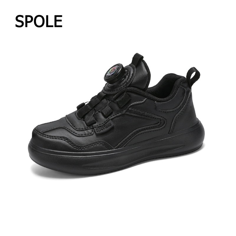 SPOLE Kasut Hitam Budak Lelaki Sneakers for Kids White Shoes Tie Free Boy School Shoes Black Shoes Girl Children's Sports Shoes Black Boys Shoes Sekolah Perempuan H835