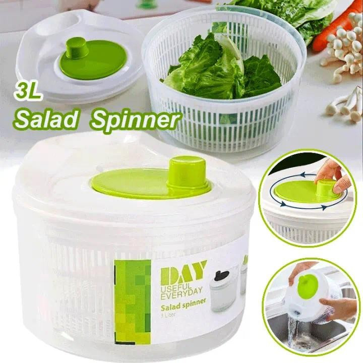 Salad Spinner Manual Dehydrated Drying Machine Vegetable Washing Basin Water Drain Basket 洗菜神器