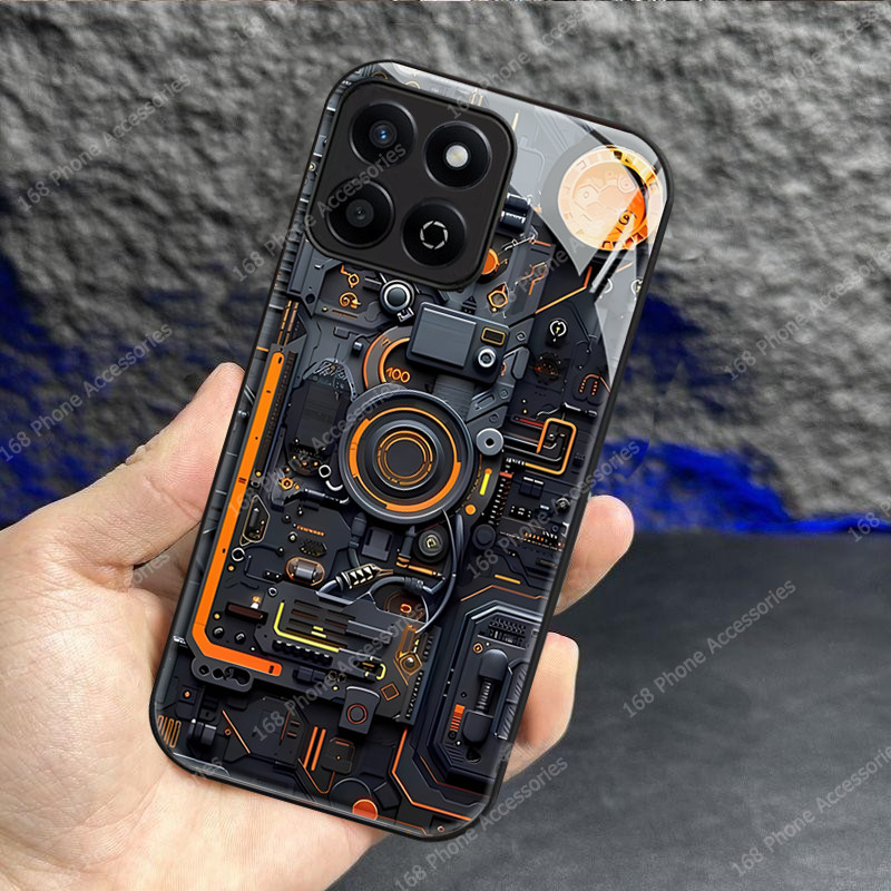 Honor 400 200 Smart Casing Honor X7C X8C 400 Lite Casing Circuit Board PCBA Glass Cool Handsome Phone Case Mechanical Wind Technological Trend Sense Phone Cover for Boys Students Man