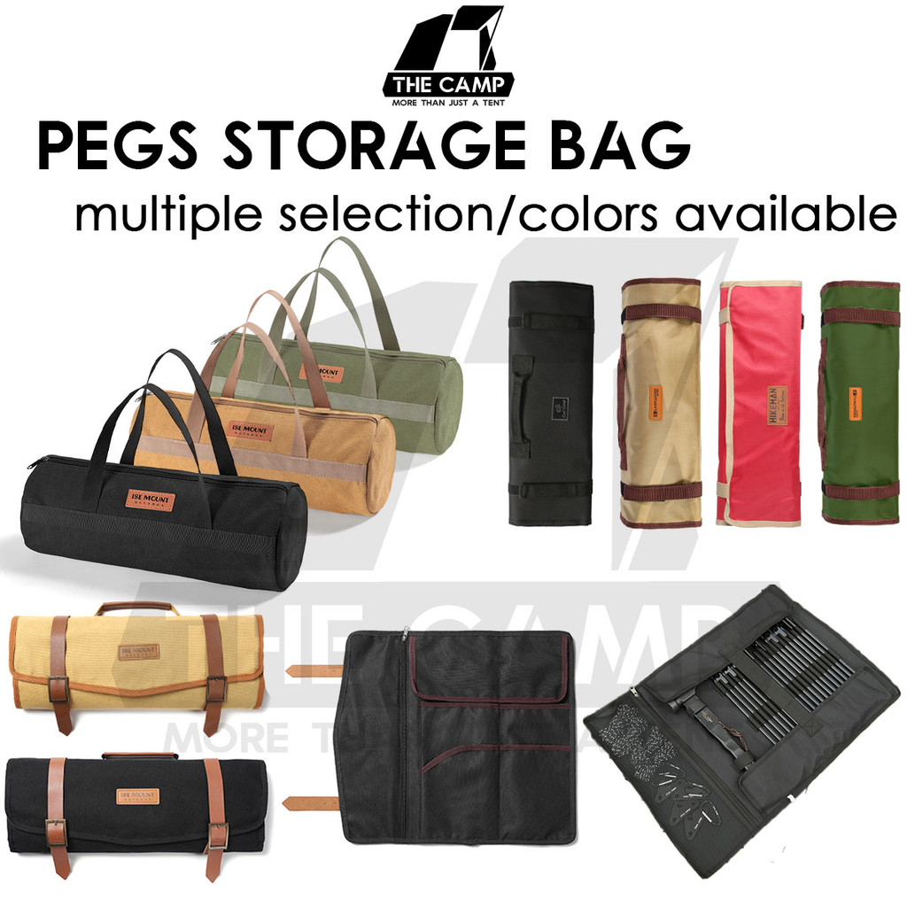 Camping Peg Storage Bag Tool Equipment Outdoor Hammer Nail Bags Tent Tarp Paracord Rope Store Black Green Red Oxford