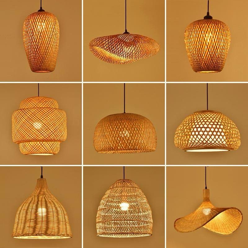 Wood Lampu Gantung Lampu Kayu Wood Pendant Lamp Rattan Lampu Bamboo IKEA Muji Ceiling Light Lampu Hiasan IKEA