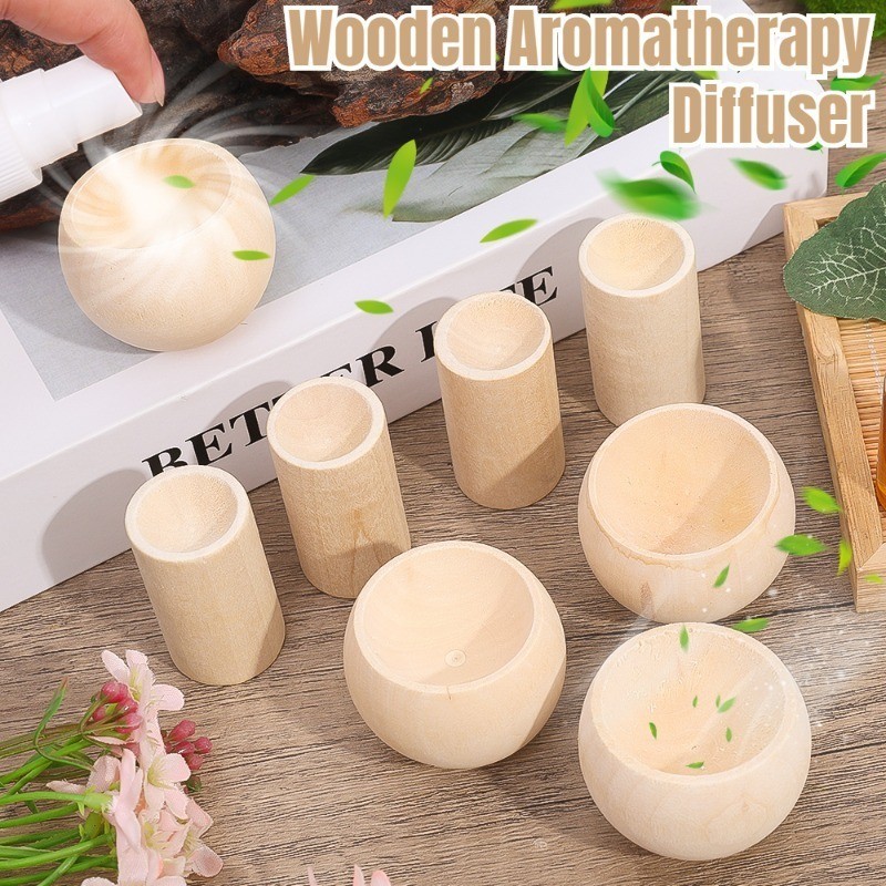 2Pcs Aroma Wood Diffuser Essential Oil Diffuser for Aromatherapy Cylinder Beech Wooden Diffuser Aroma