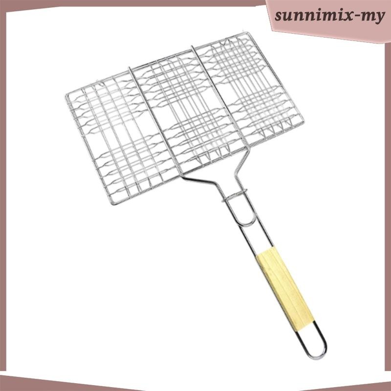 [SunnimixMY] Grill Basket Barbeque Griller Stainless Steel for Vegetables Chicken Seafood