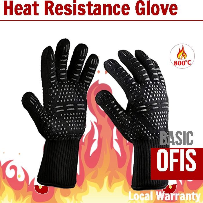 800°C 1472℉ Heat Resistant Glove BBQ Fireproof Black Glove (1 piece)