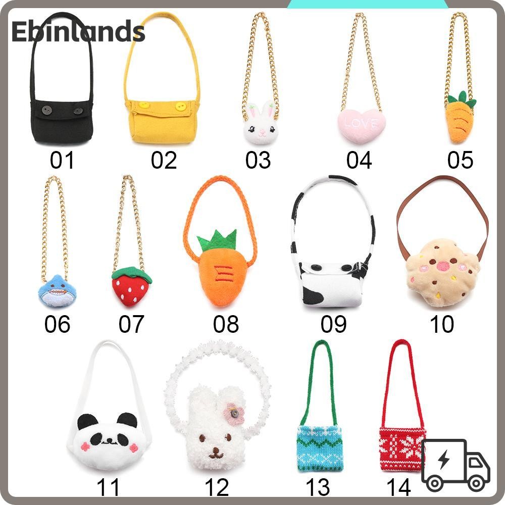 EBINLANDS Gift Miniature Messenger Bag Changing Dressing Game Cartoon Animal 20CM Doll Bags Crossbody Toys Panda Carrot Plush Handbag Dolls Accessories