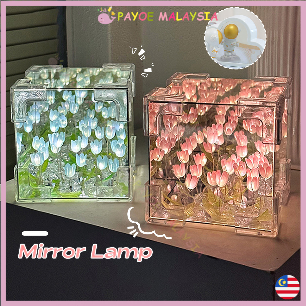 Payoe Cloud Lamp Creative Bedside LED Tulip Night Light Romantic Flower Light Romantic Mirror Table Lamps DIY Lampu Tuli
