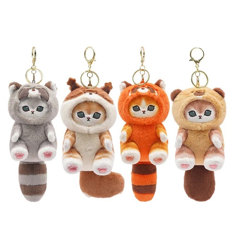 Mofusand Long Tailed Animals Series 13cm Pendant Plush Doll Cute Little Raccoon Soft Doll Kawaii Stuffed Plushie Gift Toy