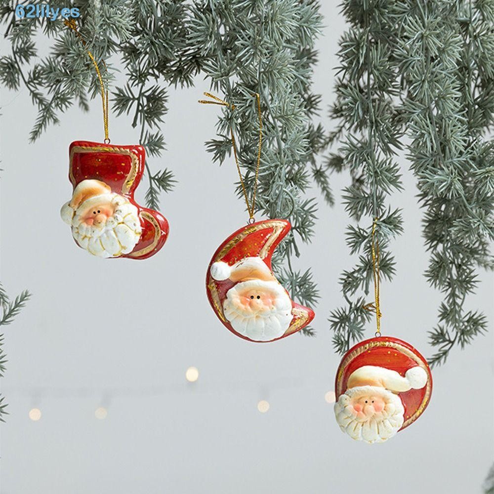 LILYES Santa Claus Red Pottery Pendant, Handcrafted Retro Christmas Tree Hanging Ornaments, Cartoon Exquisite Merry Christmas Decoration Festive Holiday Decorations