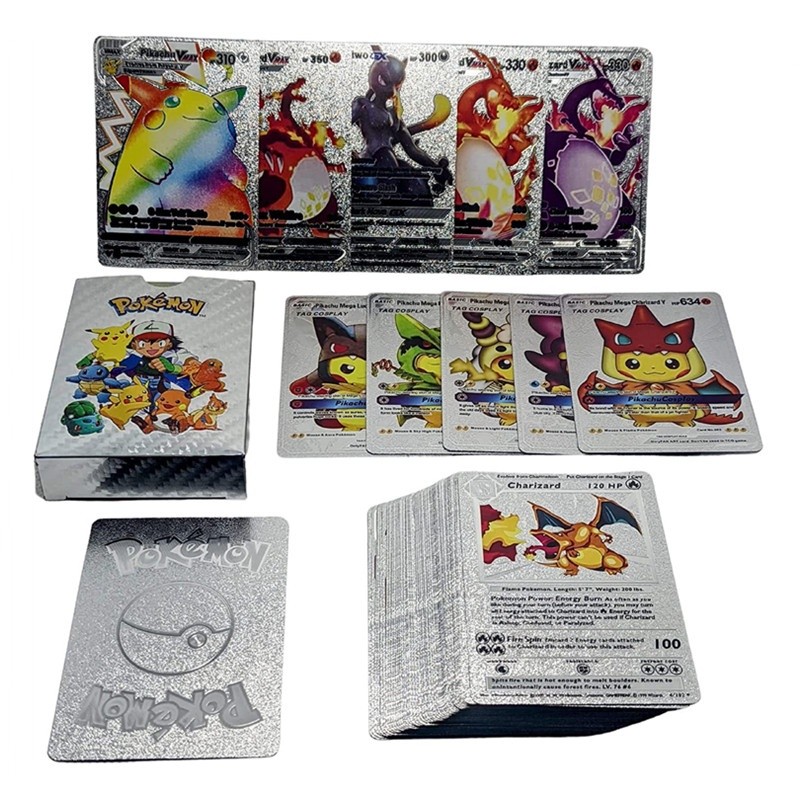 54PCS 36PCS 18PCS Gold Card Black Silver Charizard Cards English Version Game Battle Toys For Children Collection