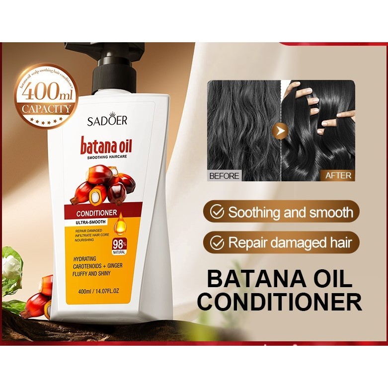 SADOER Batana Oil Conditioner Anti-Dandruff 400ml Ginger Fluffy And Shiny Conditioner For Scalp Ultra Smoothing Hair Car
