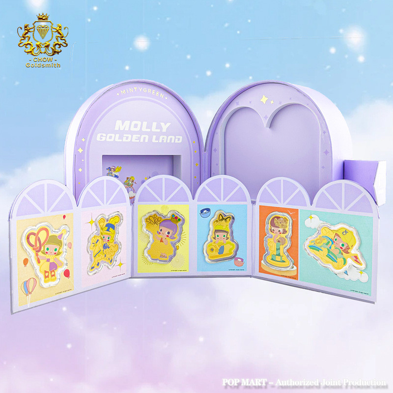 【CHOW Goldsmith】POP MART MOLLY Pure Gold Bar 6-Piece Set 999/24K（1.2g）Fine Gold Slice&hellip;