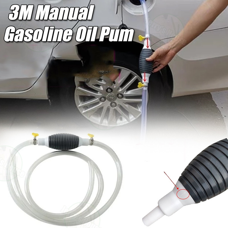 Manual Gasoline Oil Pump with Flow ValveTank Suction Hose Pumping Pipe Draw Water Pump Pompa Air Pipa Pengisap