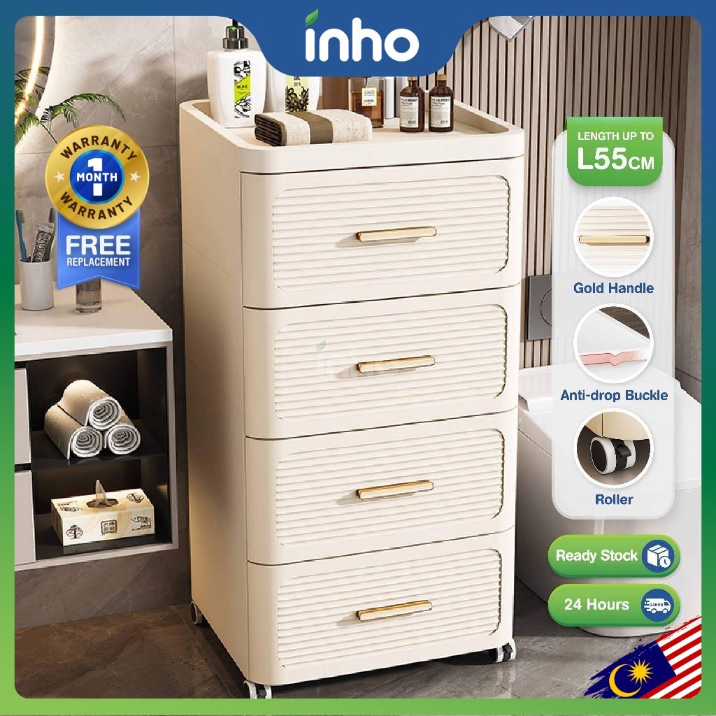INHO L35-55cm (3-6 Layers) Multipurpose Moveable Plastic Drawer Cabinet Storage Box With Pulley