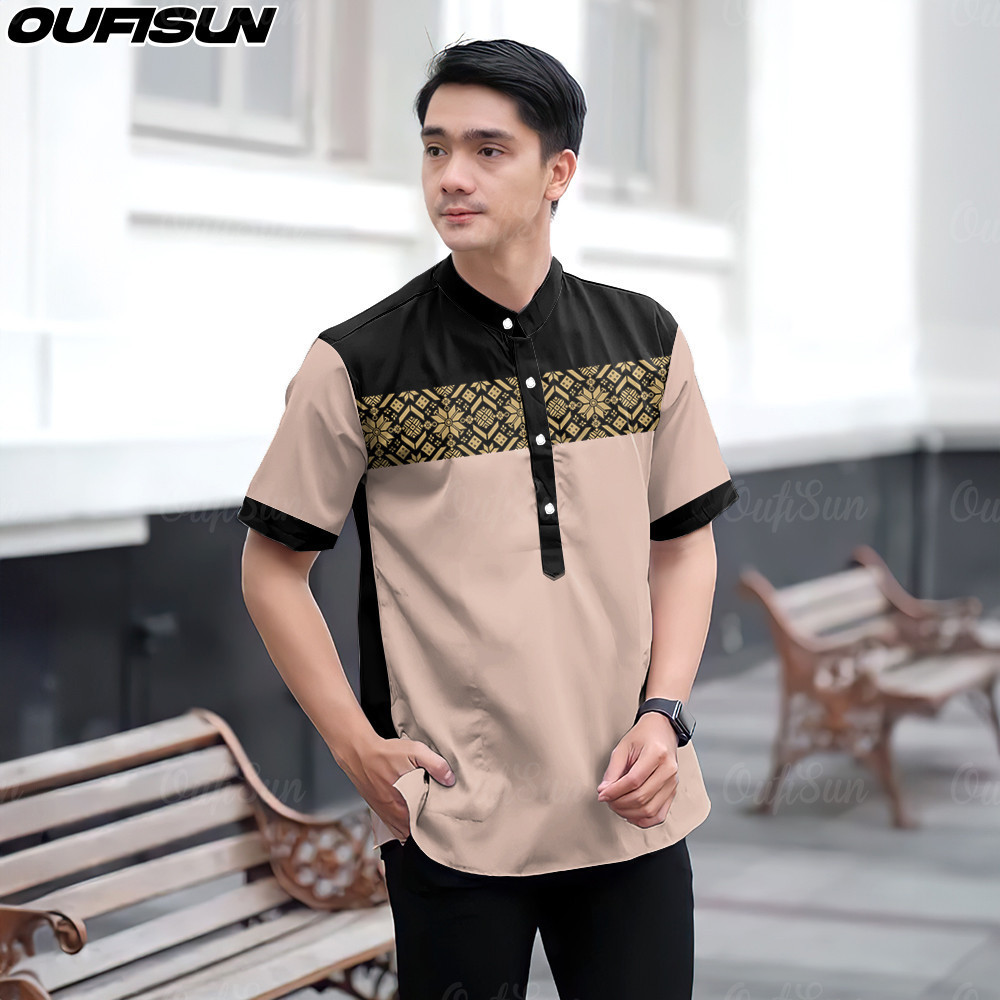KEMEJA Men's Batik Shirt Short Sleeve Family Party Casual Muslim Top Malaysian Ramadan