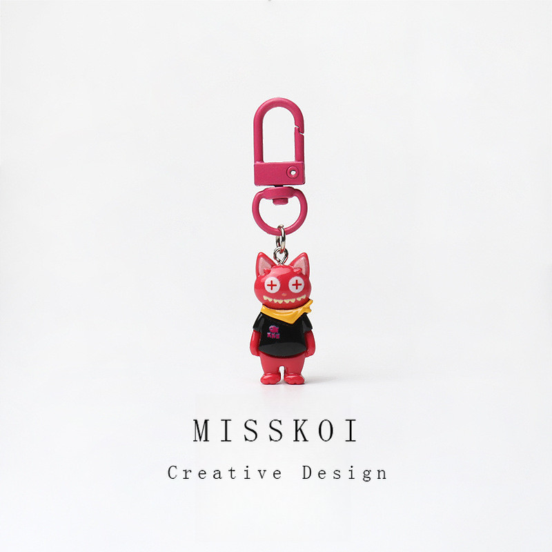 MAUROPOLI Trendy Funny Street Cat Keychain Creative Bag Jewelry Pendant Cartoon Daily Accessories