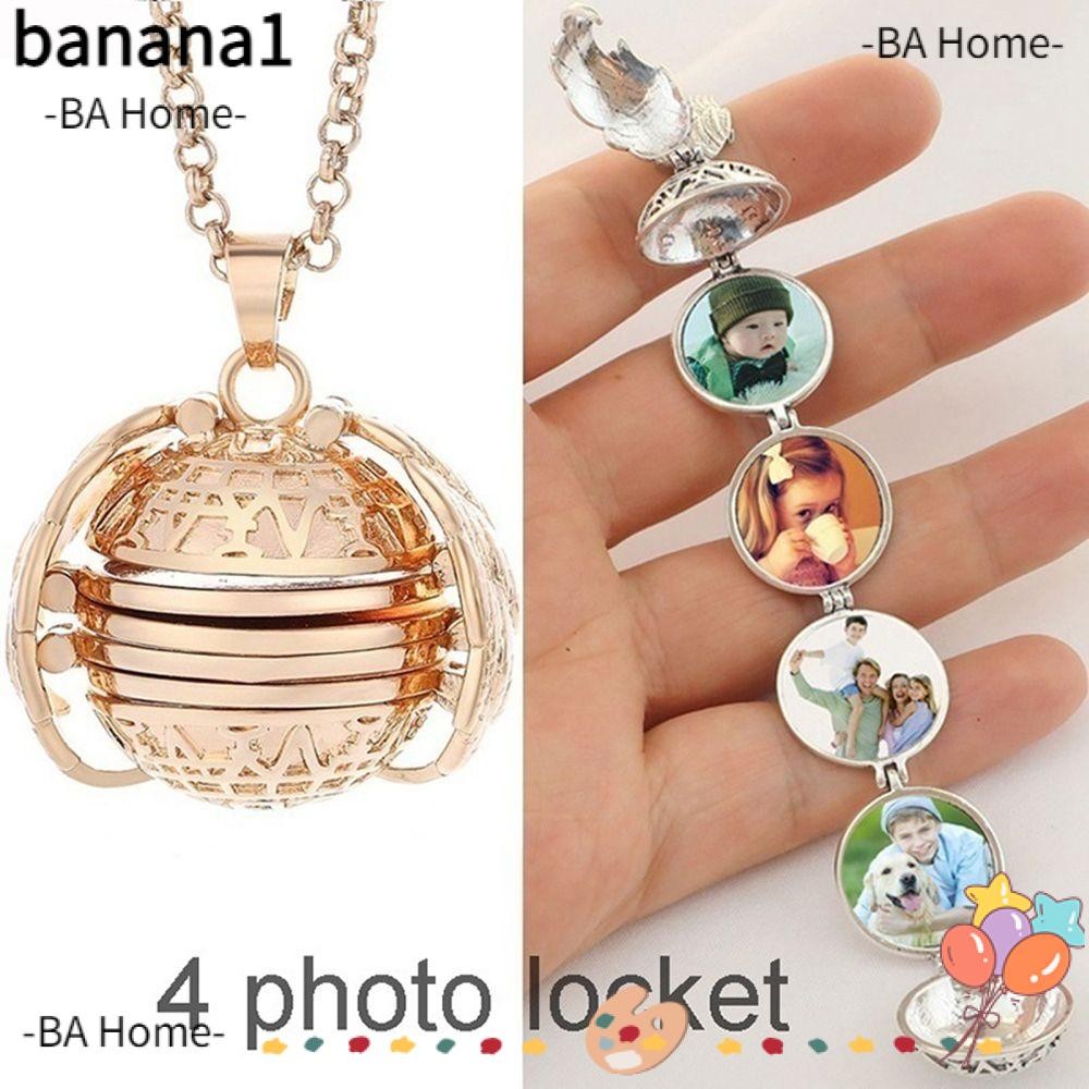 BA Memory Floating Locket Necklace Family Photo Fashion Angel Wings